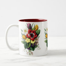Vintage Bouquet Colourful Flowers Display Mug