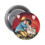 Vintage Boy and Girl Valentine Round Button
