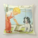 Vintage Boy Feeds Dog Pillow