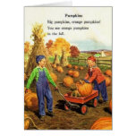 Vintage Boy & Girl with Pumpkins Greeting Cards
