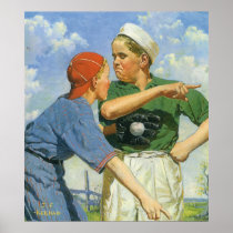 Vintage Boys Playing Baseball Print