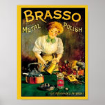 Vintage Brasso Metal Polish Ad Poster