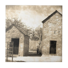 Vintage Brick Homestead Buildings Ceramic Tile