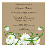 Vintage Bridal Shower, White Gerber Daisy Flowers Custom Invites