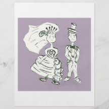 Vintage Bride and Groom Drawing Full Color Flyer