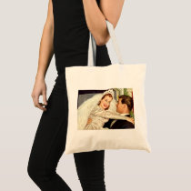 Vintage Bride and Groom; Happy Newlyweds Canvas Bags