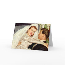Vintage Bride and Groom; Happy Newlyweds Greeting Card