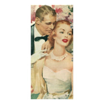 Vintage Bride and Groom Newlyweds and Flowers Personalized Rack Card