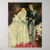 Vintage Bride and Groom; Newlyweds Just Married! Print