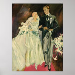 Vintage Bride and Groom; Newlyweds Just Married! Print