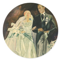Vintage Bride and Groom; Newlyweds Just Married! Sticker