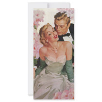 Vintage Bride and Groom, Newlyweds with Flowers Personalized Rack Card