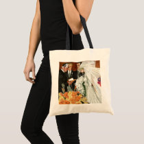 Vintage Bride and Groom; Wedding Ceremony Canvas Bags