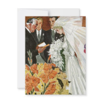 Vintage Bride and Groom; Wedding Ceremony Custom Announcements