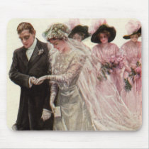 Vintage Bride and Groom; Wedding Ceremony Mouse Pads