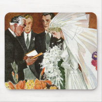 Vintage Bride and Groom; Wedding Ceremony Mouse Pad