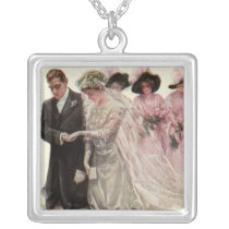 Vintage Bride and Groom; Wedding Ceremony Pendant