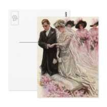 Vintage Bride and Groom; Wedding Ceremony Postcard