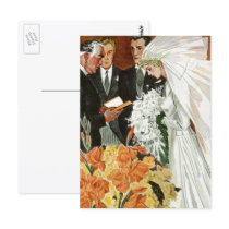 Vintage Bride and Groom; Wedding Ceremony Postcard