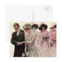 Vintage Bride and Groom; Wedding Ceremony Postcard