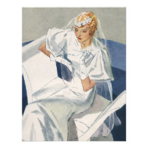 Vintage Bride Getting Ready for Her Wedding Day Announcements