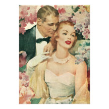 Vintage Bride Groom Newlyweds Flower Bridal Shower Personalized Invites