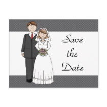 Vintage Bride & Groom Save the Date Postcard