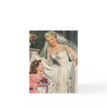 Vintage Bride with Flower Girl Card