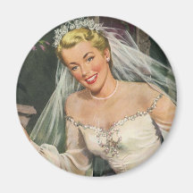 Vintage Bride with Flower Girl on Her Wedding Day Fridge Magnet