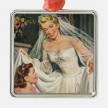 Vintage Bride with Flower Girl on Her Wedding Day Christmas Ornament