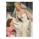 Vintage Bride with Flower Girl on Her Wedding Day Postcards