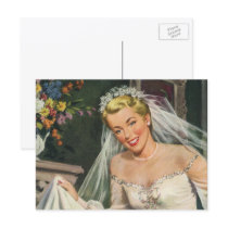 Vintage Bride with Flower Girl Postcard