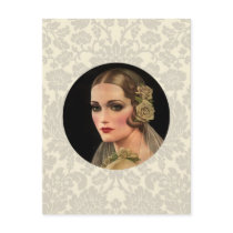 Vintage Bride with Roses Postcard