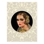 Vintage Bride with Roses Postcard