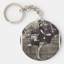 Vintage Broadway Actress Riding an Ostrich Key Chains