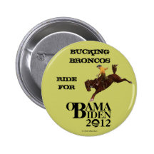 Vintage Bronco Cowboy for OBAMA BIDEN in 2012 poli Pin