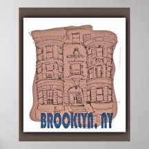 Vintage Brooklyn Brownstone Poster