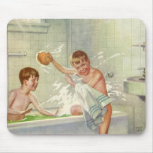 Vintage Brothers Splashing in the Bath Tub Mousepad
