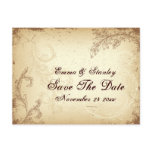 Vintage brown beige scroll leaf Save the Date