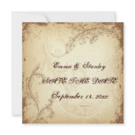 Vintage brown beige scroll leaf Save the Date invitations
