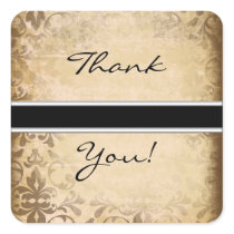 Vintage Brown Invite Matching Thank You Stickers