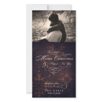 Vintage Brown Snowflake Christmas Photo Card