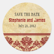 Vintage Burgundy Lace Wedding Sticker