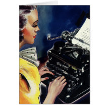 Vintage Business, Admin Secretary Typing a Letter Greeting Card