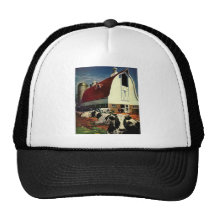 Vintage Business, Dairy Farm w Holstein Milk Cows Mesh Hat