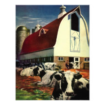 Vintage Business, Dairy Farm w Holstein Milk Cows Invites