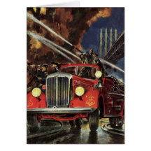 Vintage Business, Firemen Firefighters Fire Trucks Card