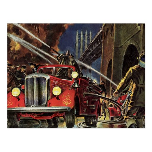 Vintage Business, Firemen Firefighters Fire Trucks Postcards