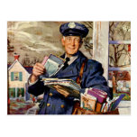 Vintage Business, Mailman Mail Carrier Delivering Postcards