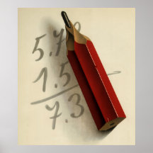 Vintage Business Math Equation Addition Red Pencil Print